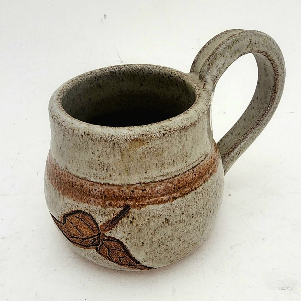 Studio Art Mug rustic pottery pp Glazed Farmhouse country mid century leaf Fall
